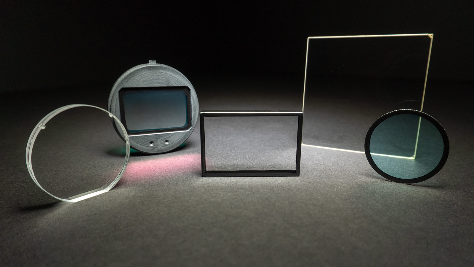 Clear circular optics, mounted optical assemblies, and rectangular filters from Mosaic Optoelectronics